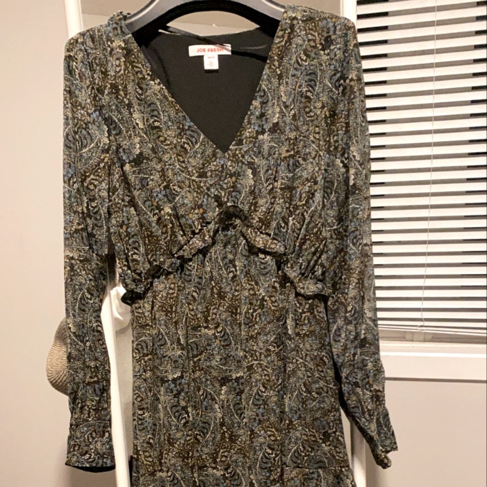Joe Fresh printed ruffle tier dress xs